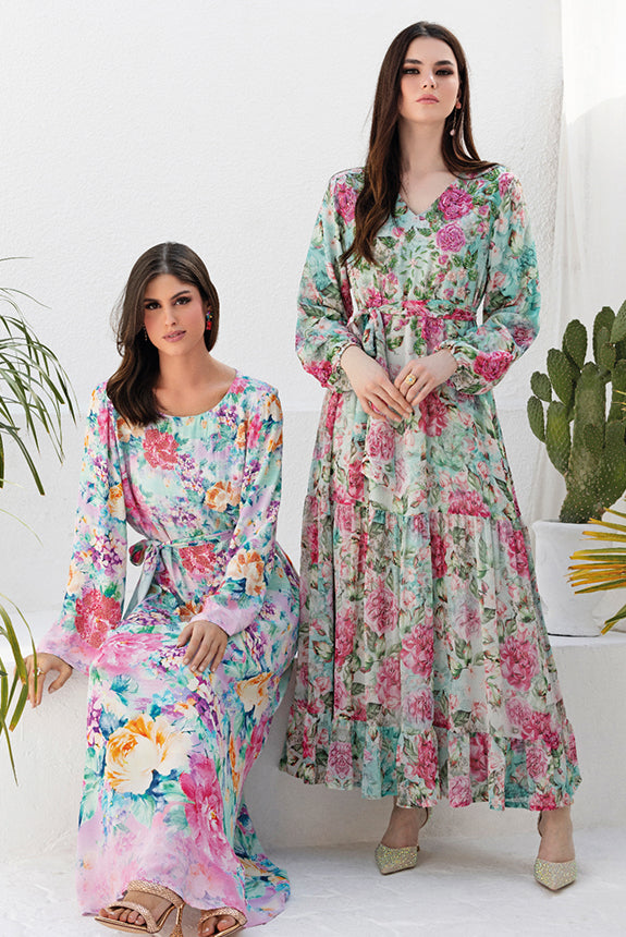 Floral Kashkha Dresses With Vibrant Prints