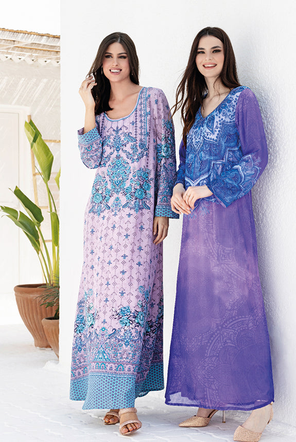 Women In Kashkha Elegant Pastel And Blue Jalabiyas