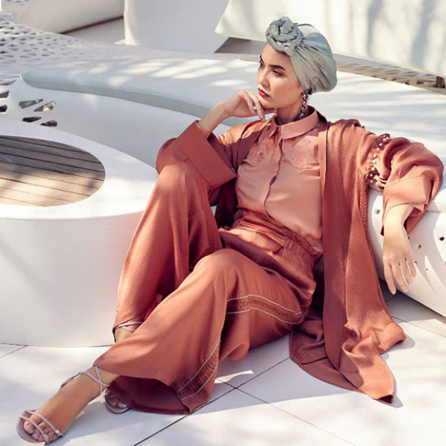 Woman In Kashkha Co-ord Set With Hijab