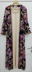 Floral Print Velvet Kimono Dress (AM559)