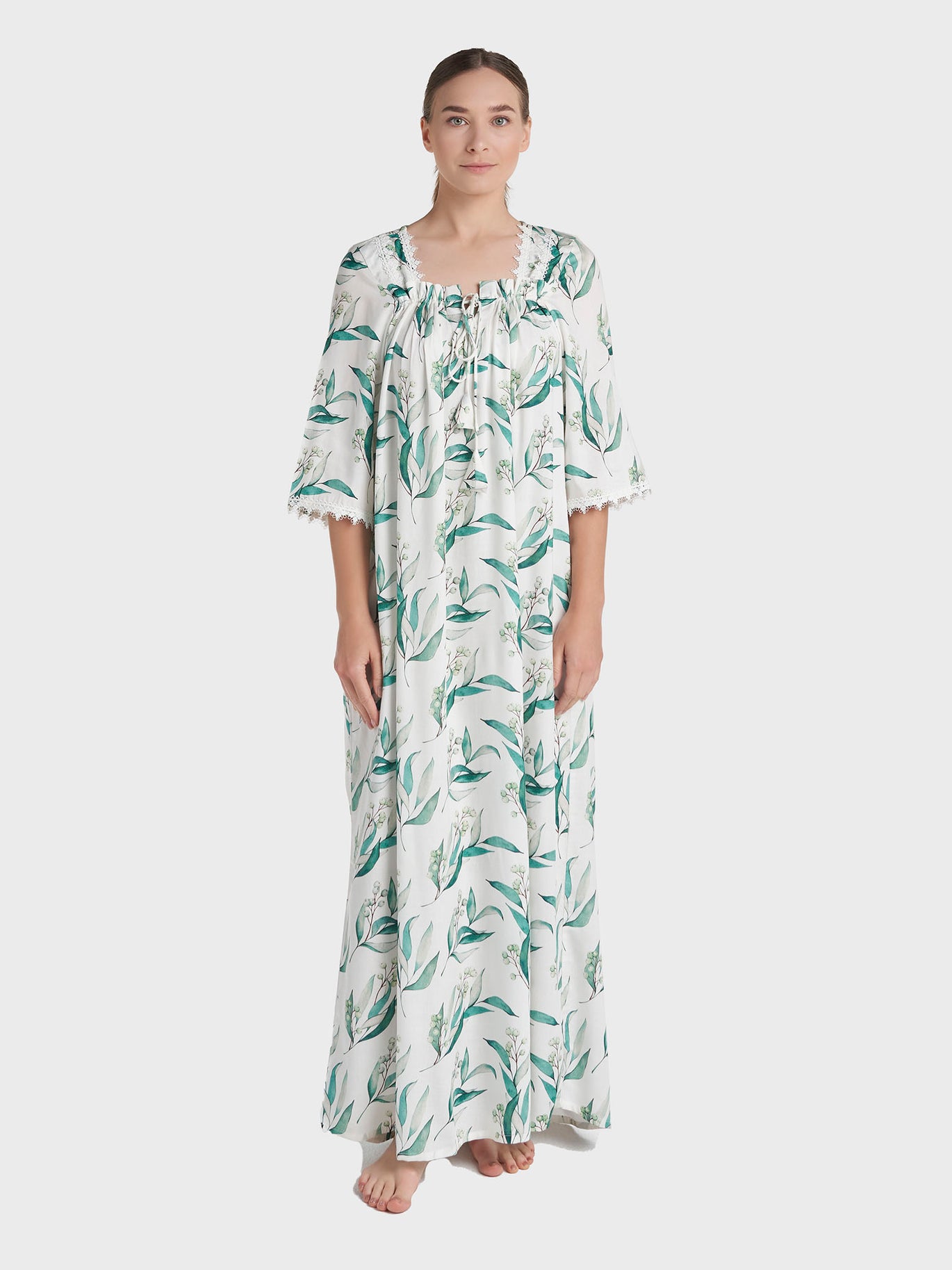 chinese dress ladies Kate Modal Soft Pleat Front Maxi Nightgown