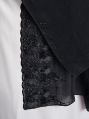 حجاب عريض مطرز بزهرة من الشيفون (KP18050L)