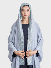 Chiffon Flower Embroidered Wide Hijab (KP18050L)