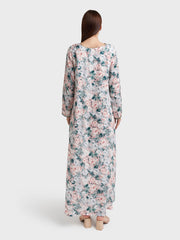 Dark Green Modal Satin Floral Print Jalabiya (VDP112A)