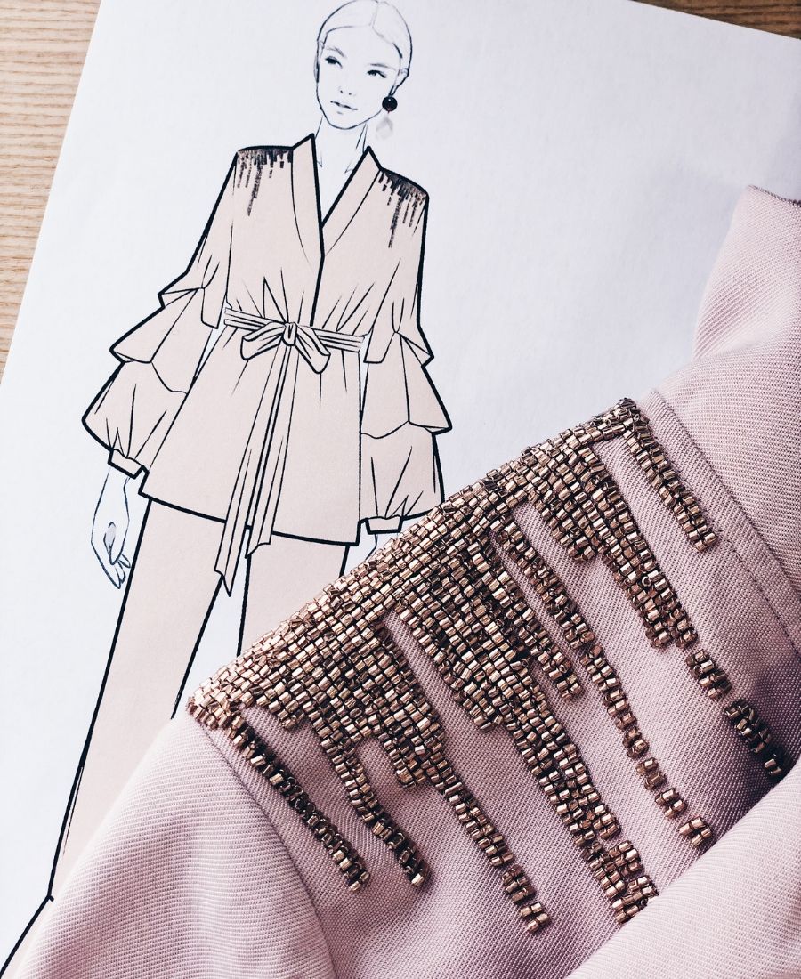Sketch And Beaded Design Reflecting Kashkha's Modest Fashion