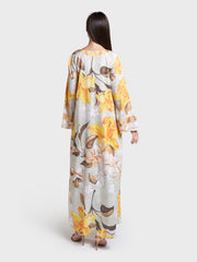 Multi Floral Print Stone Work Cotton Satin Jalabiya (VDC120)