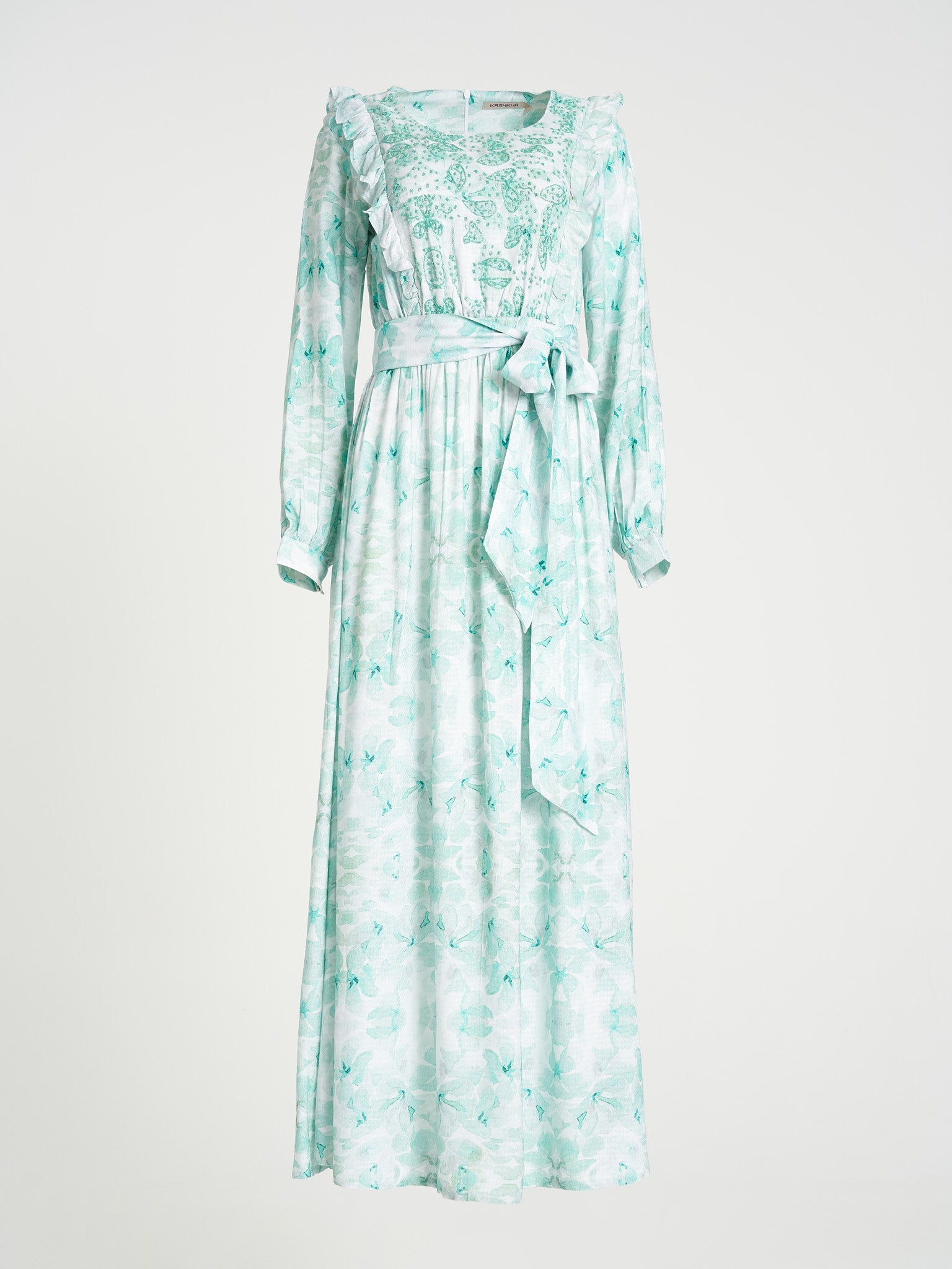 Rayon Dobby dress with Ruffles at YokeKashkha
