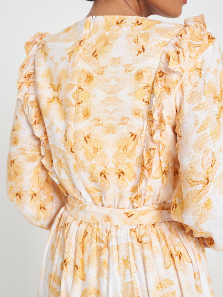 Rayon Dobby dress with Ruffles at YokeKashkha