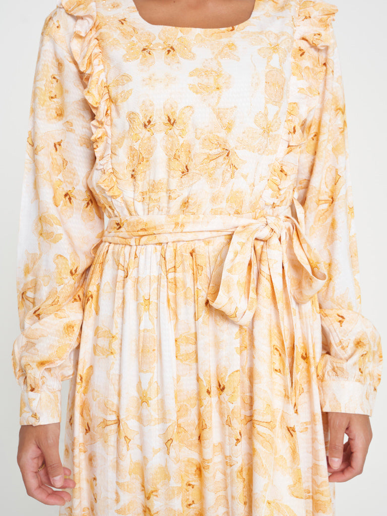 Rayon Dobby dress with Ruffles at YokeKashkha